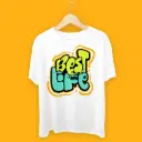 KniteWolf Men Solid Round Neck Polyester White T-Shirt with Graphic Print