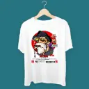 KniteWolf Men Solid Round Neck Polyester White T-Shirt with Graphic Print