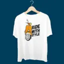 KniteWolf Men Solid Round Neck Polyester White T-Shirt with Graphic Print