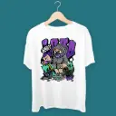 KniteWolf Men Solid Round Neck Polyester White T-Shirt with Graphic Print