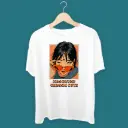 KniteWolf Men Solid Round Neck Polyester White T-Shirt with Graphic Print