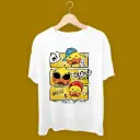 KniteWolf Men Solid Round Neck Polyester White T-Shirt with Graphic Print