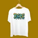 KniteWolf Men Solid Round Neck Polyester White T-Shirt with Graphic Print