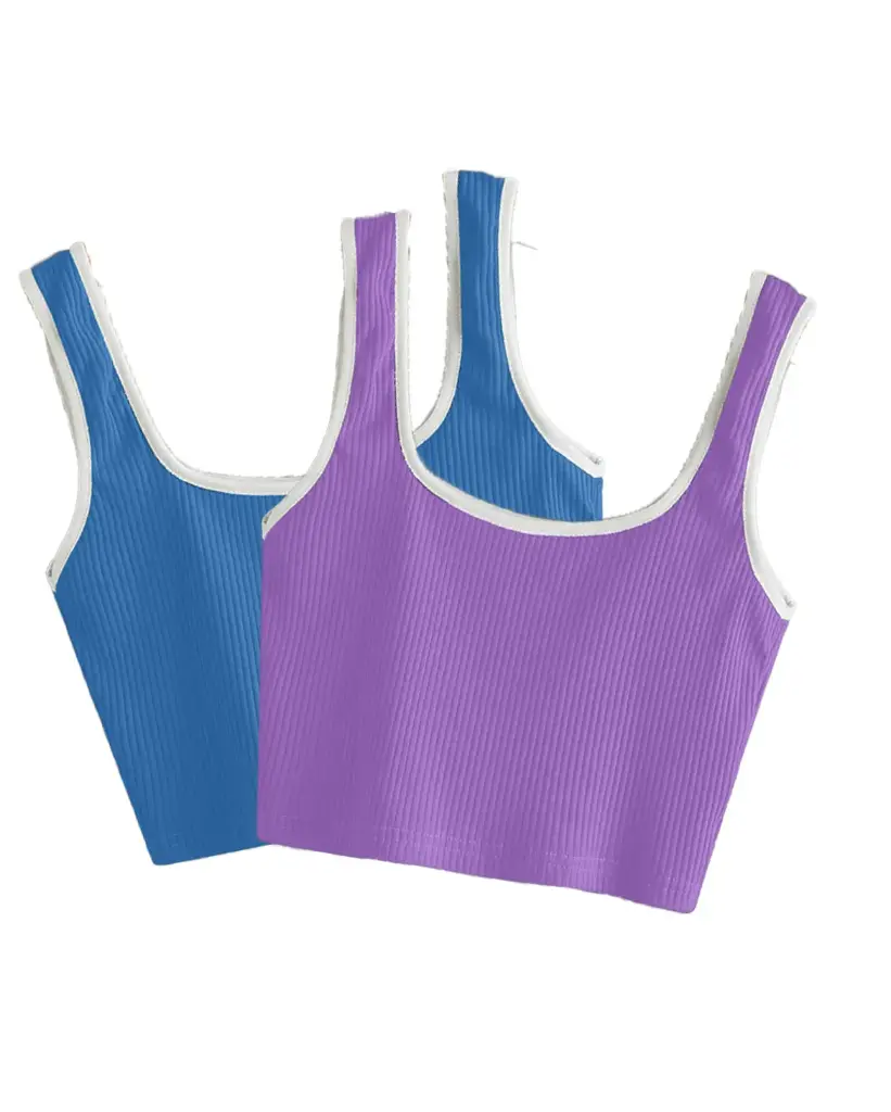 Knite Wolf Premium Women's Crop Top with Contrast Scoop Desgin ( Pack of 2 color)