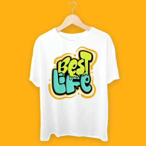 KniteWolf Men Solid Round Neck Polyester White T-Shirt with Graphic Print
