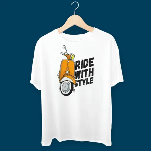 KniteWolf Men Solid Round Neck Polyester White T-Shirt with Graphic Print