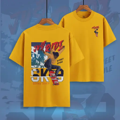 Knite Wolf® Just Ride Oversized Skateboarding T-Shirt 
